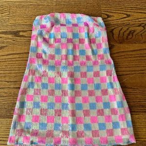 show me your mumu checkered on my way dress